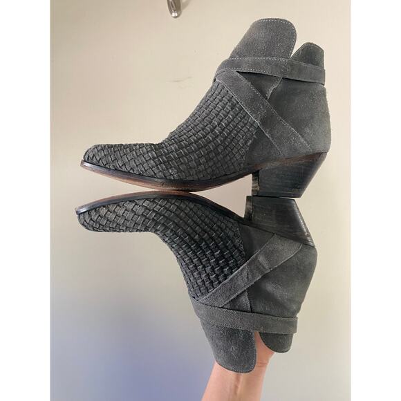 Free People Venture Woven Suede Boho Ankle Boots Gray Size 39/ US 9 - Picture 7 of 8